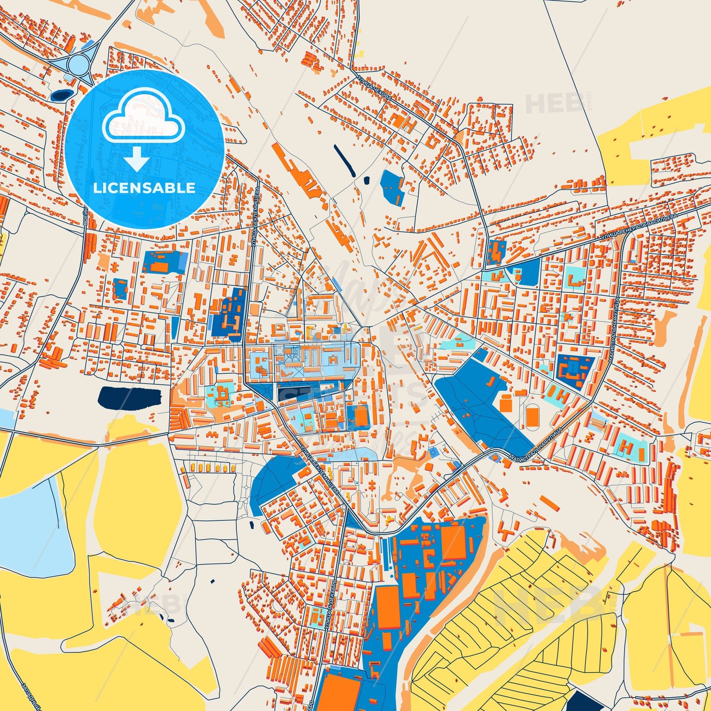Colorful Uzlovaya Street Map with Labels and Buildings