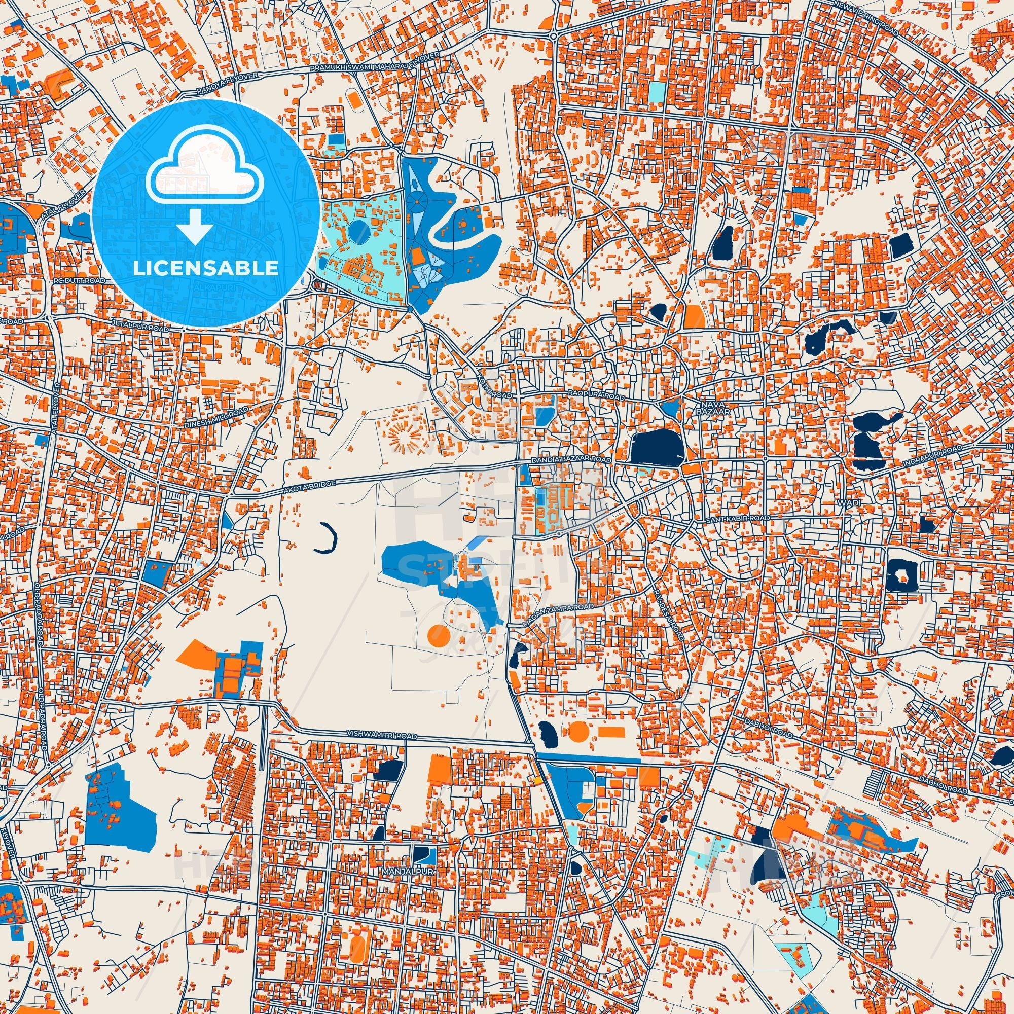 Colorful Vadodara Street Map - Digital Download – HEBSTREITS