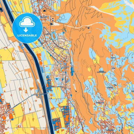 Colorful Vaduz Street Map with Labels and Buildings