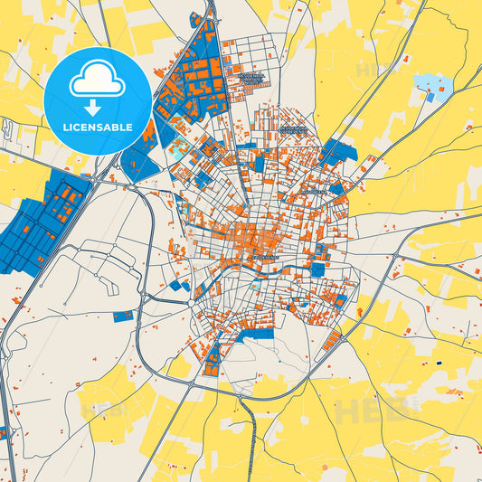 Colorful Valdepeñas Street Map with Labels and Buildings