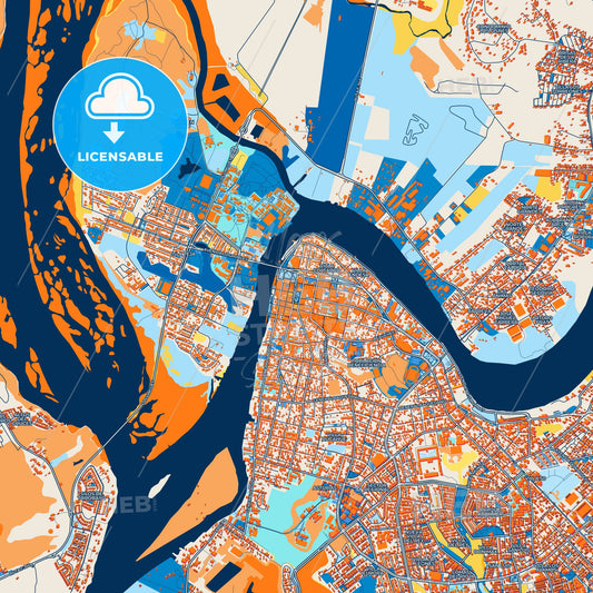 Colorful Valdivia Street Map with Labels and Buildings