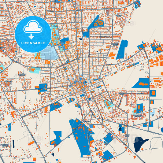 Colorful Valdosta Street Map with Labels and Buildings