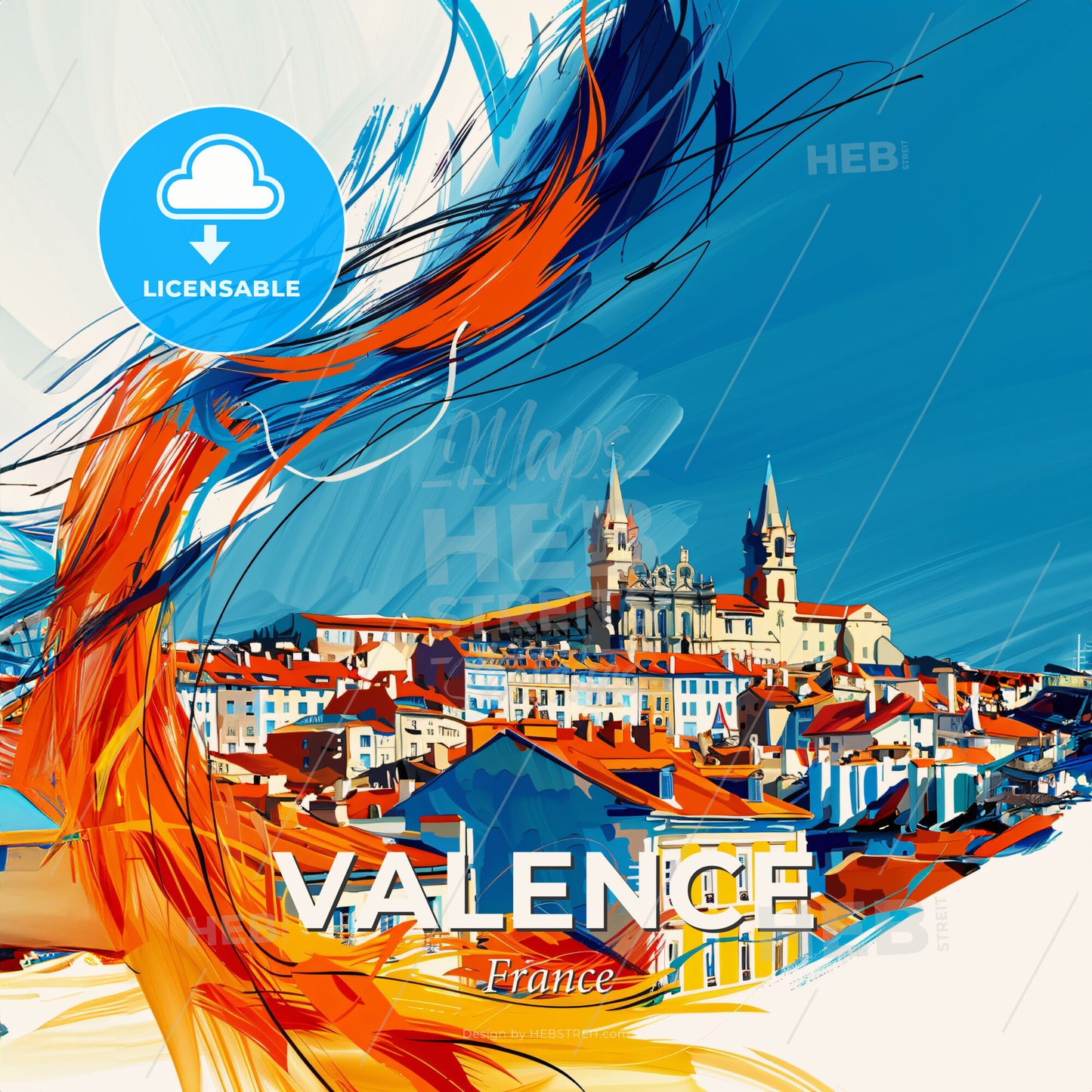 Vibrant Valence, France - A Painting Of A City - Square format print template