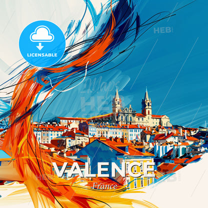 Vibrant Valence, France - A Painting Of A City - Square format print template