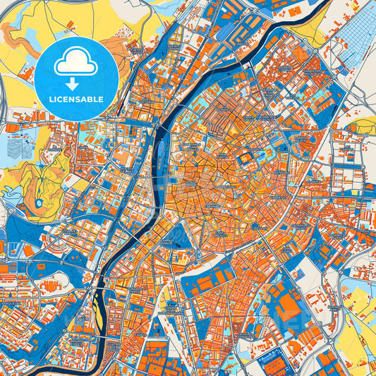 Colorful Valladolid Street Map with Labels and Buildings