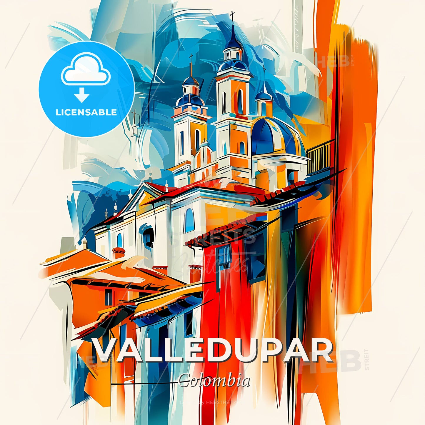 Vibrant Valledupar, Colombia - A Painting Of A Building - Square format print template