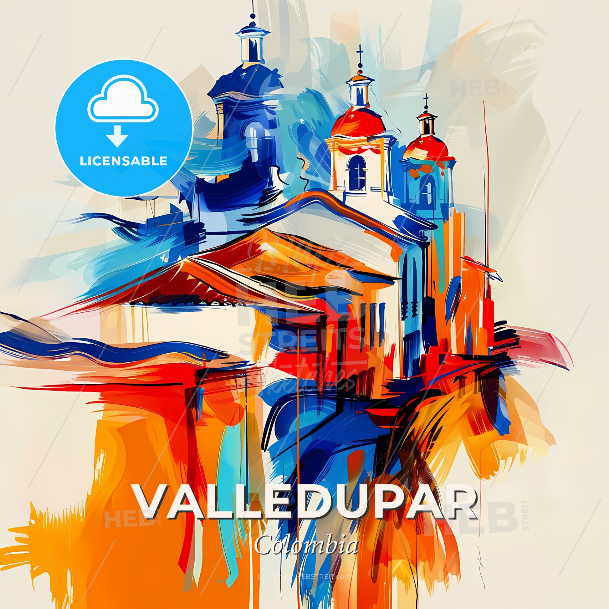 Vibrant Valledupar, Colombia - A Painting Of A Building - Square format print template
