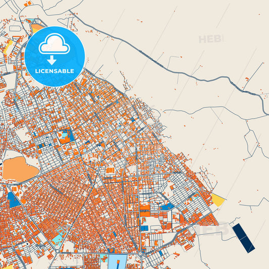 Colorful Valledupar Street Map with Labels and Buildings