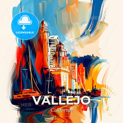 Vibrant Vallejo, California - A Painting Of A City - Square format print template