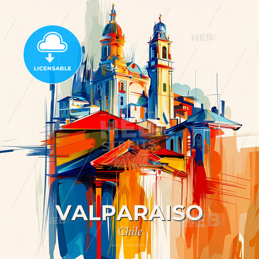 Vibrant Valparaiso, Chile - A Painting Of A Building - Square format print template