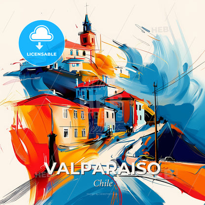 Vibrant Valparaiso, Chile - A Painting Of A Town - Square format print template