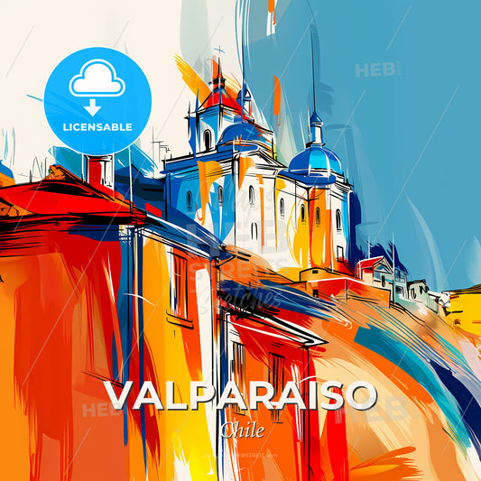 Vibrant Valparaiso, Chile - A Colorful Painting Of A Building - Square format print template