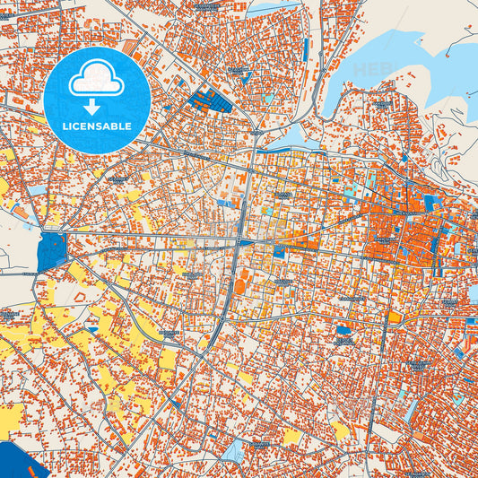 Colorful Van Street Map with Labels and Buildings
