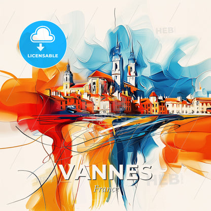 Vibrant Vannes, France - A Painting Of A City - Square format print template