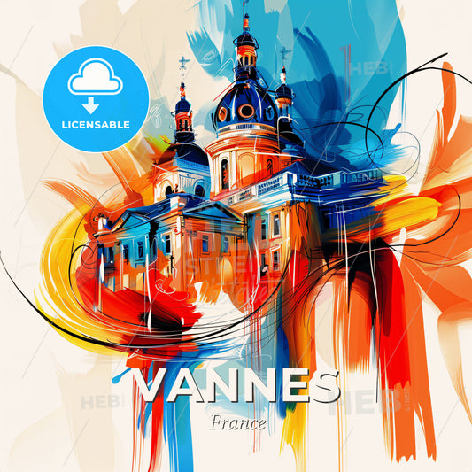 Vibrant Vannes, France - A Painting Of A Building - Square format print template