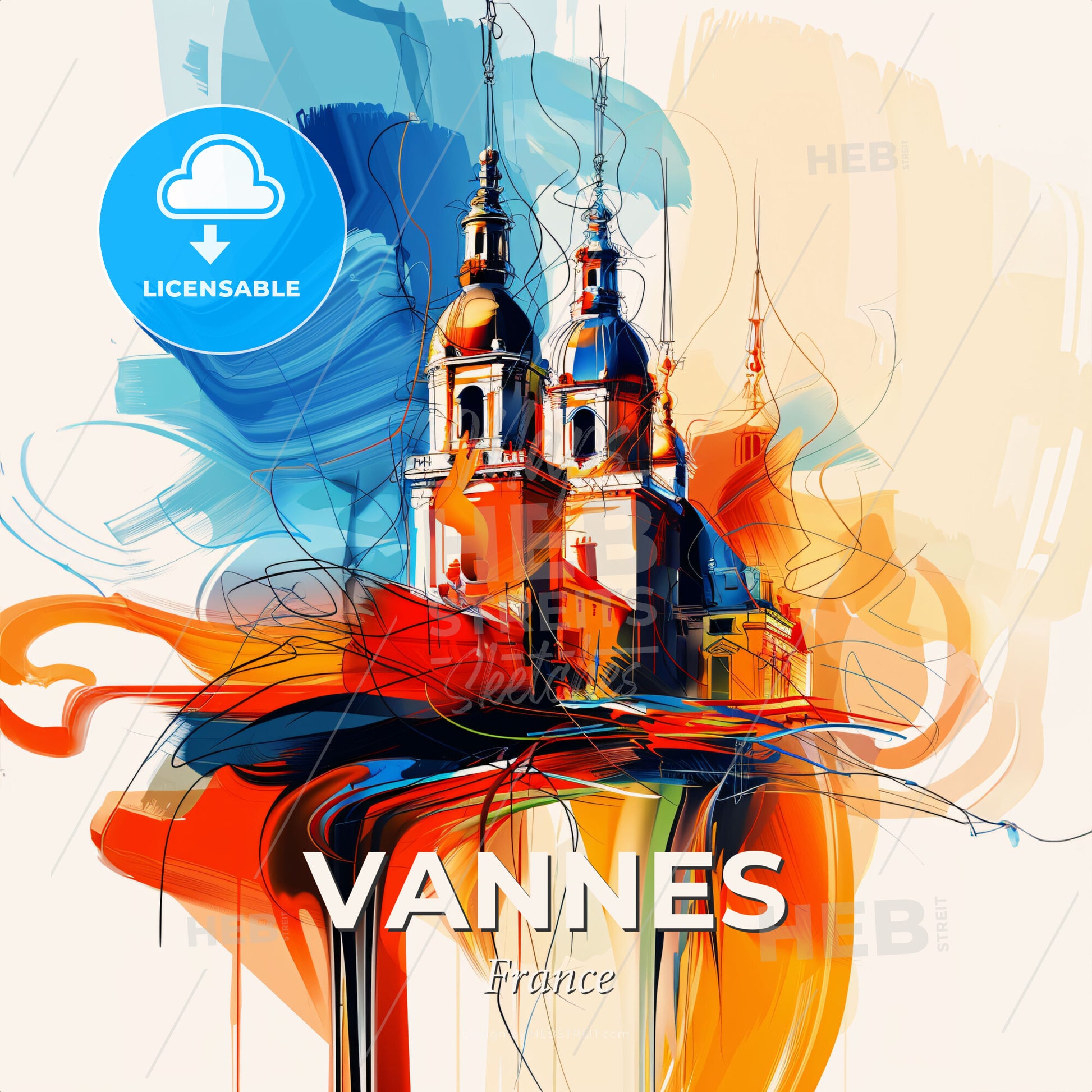 Vibrant Vannes, France - A Painting Of A Building - Square format print template