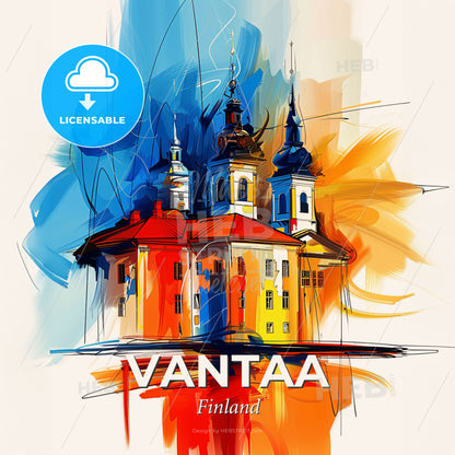 Vibrant Vantaa, Finland - A Painting Of A Building - Square format print template