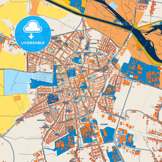Colorful Varaždin Street Map with Labels and Buildings