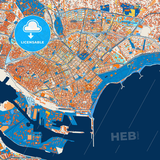 Colorful Varna Street Map with Labels and Buildings