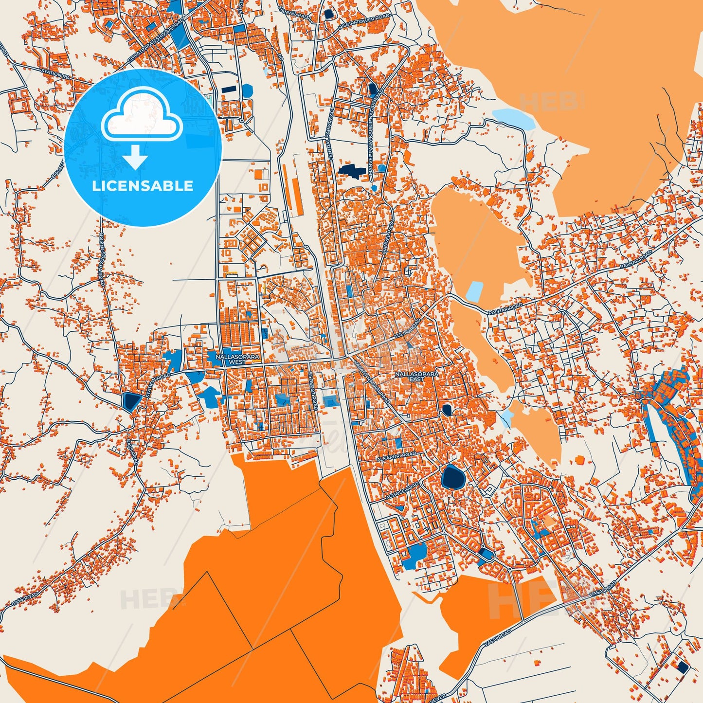 Colorful Vasai-Virar Street Map with Labels and Buildings