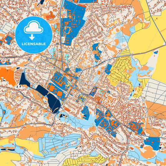 Colorful Vasylkiv Street Map with Labels and Buildings