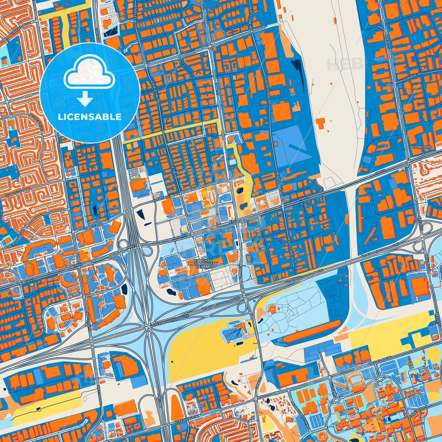 Colorful Vaughan Street Map with Labels and Buildings