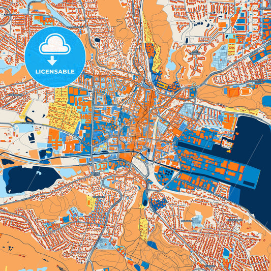 Colorful Vejle Street Map with Labels and Buildings