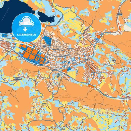 Colorful Velenje Street Map with Labels and Buildings