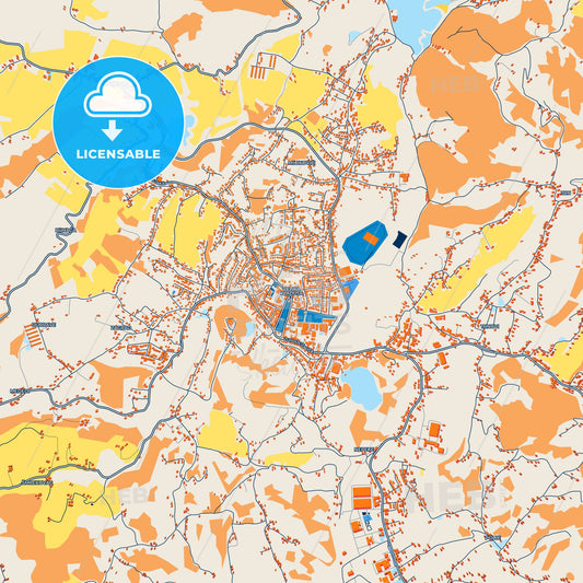 Colorful Velika Kladuša Street Map with Labels and Buildings