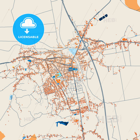 Colorful Velika Plana Street Map with Labels and Buildings