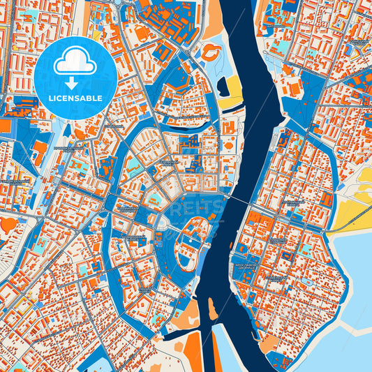 Colorful Veliky Novgorod Street Map with Labels and Buildings