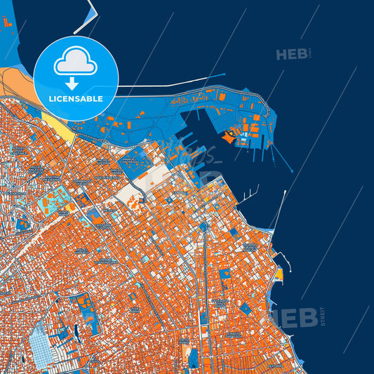 Colorful Veracruz Street Map with Labels and Buildings