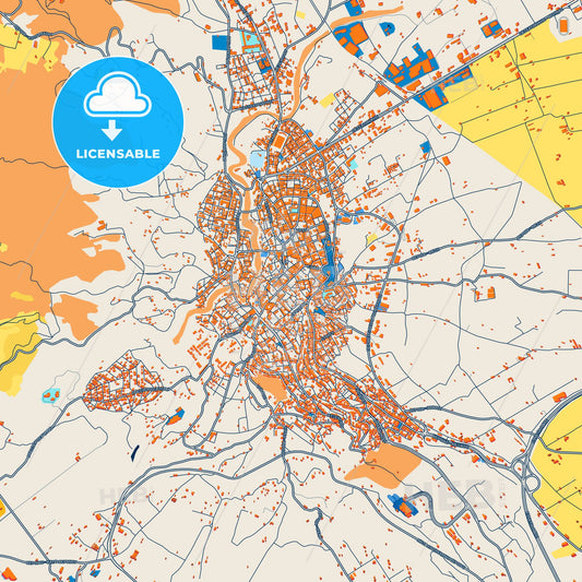 Colorful Veria Street Map with Labels and Buildings