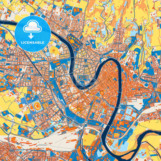 Colorful Verona Street Map with Labels and Buildings