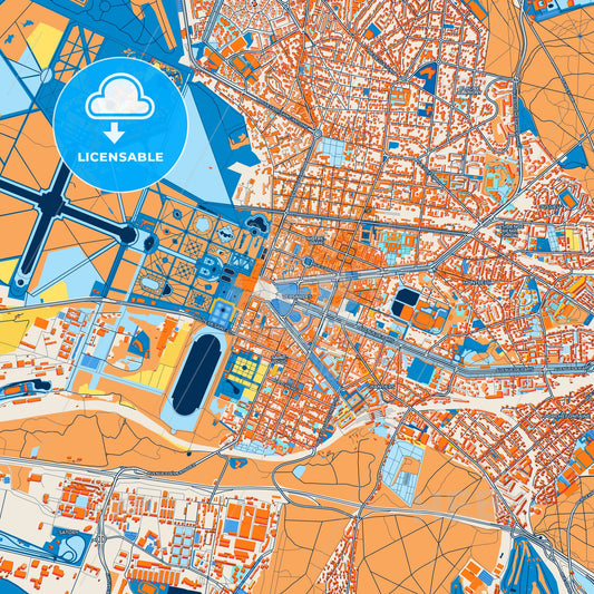 Colorful Versailles Street Map with Labels and Buildings