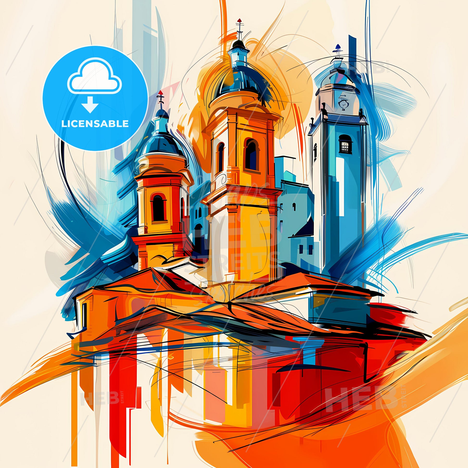 Vibrant Viamao, Brazil - A Painting Of A Building With Towers