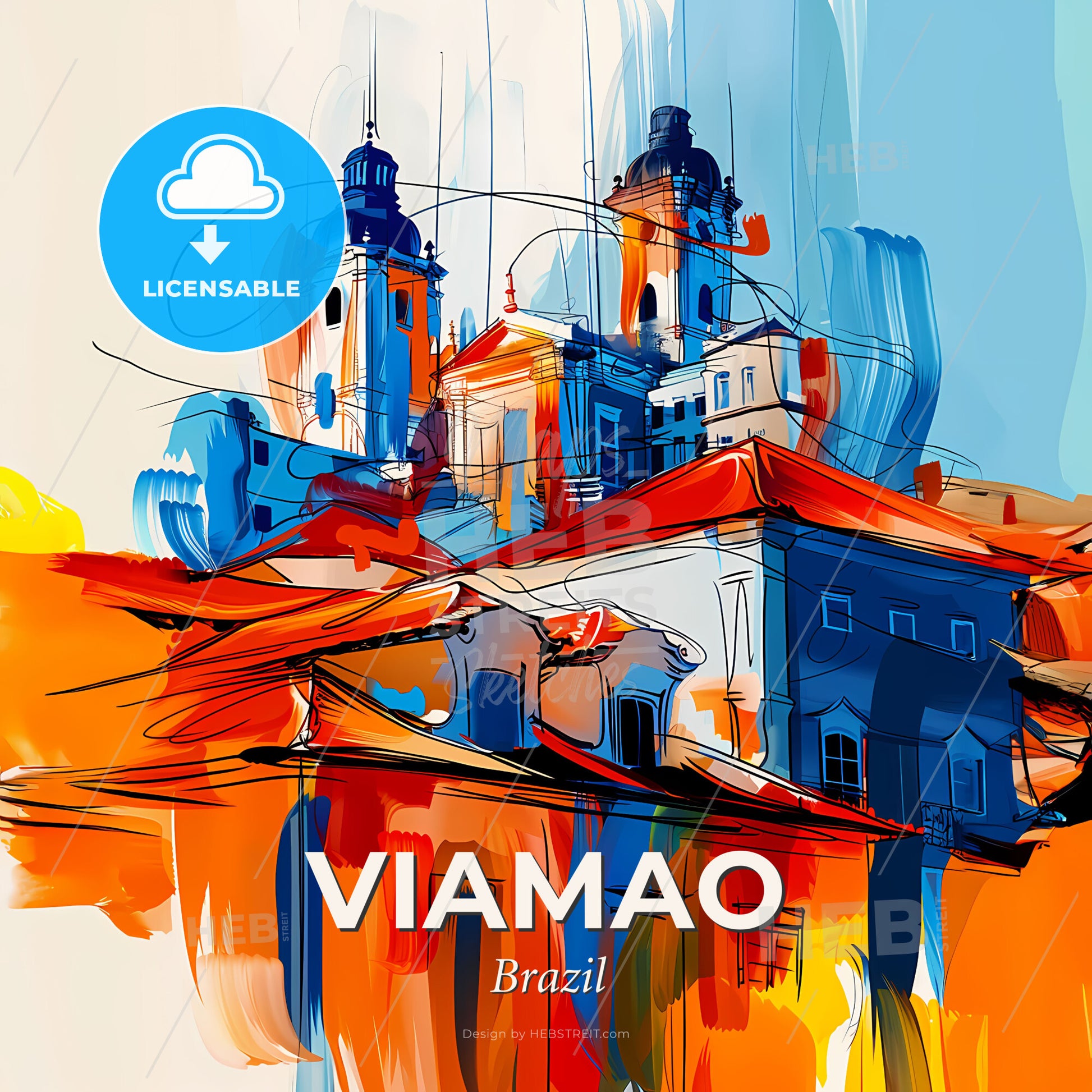 Vibrant Viamao, Brazil - A Painting Of A Building - Square format print template