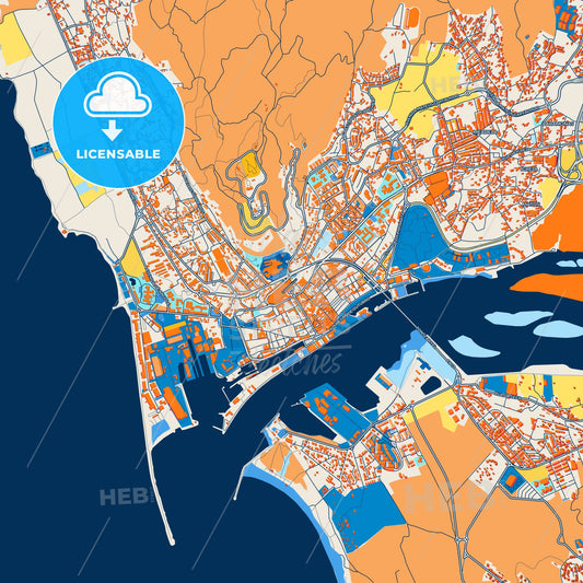 Colorful Viana do Castelo Street Map with Labels and Buildings
