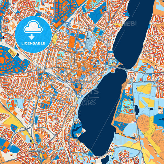 Colorful Viborg Street Map with Labels and Buildings