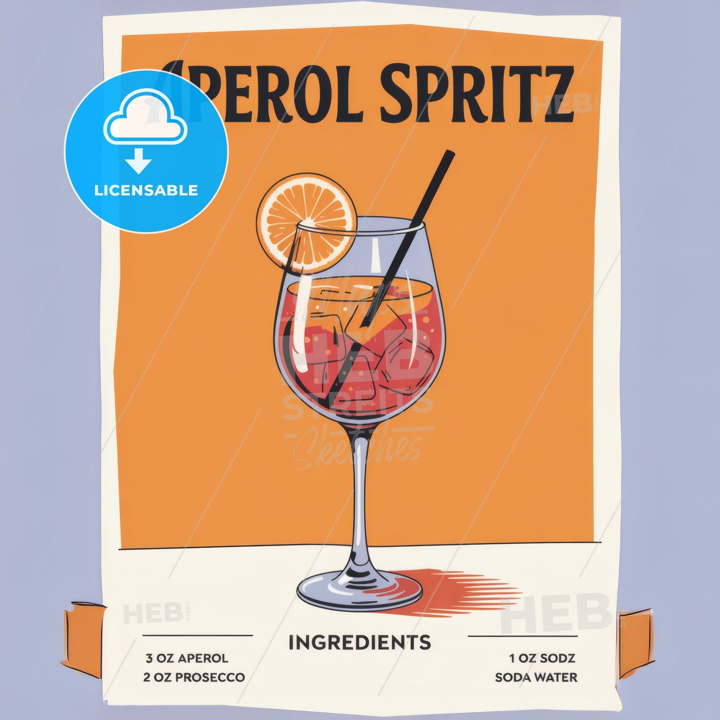 Vibrant Aperol Spritz Cocktail Art Print: Minimalist Poster for Stylish Decor
