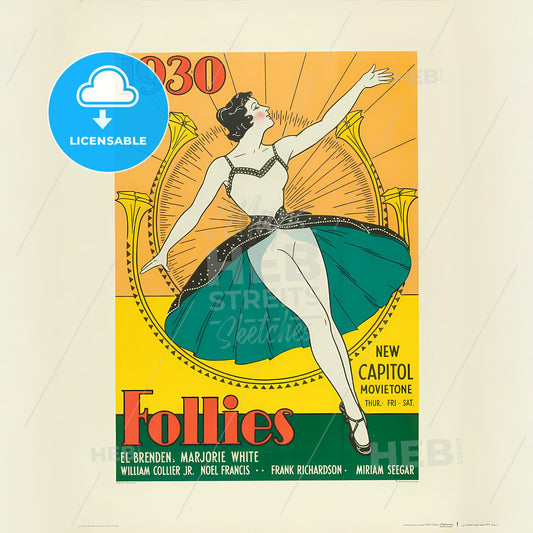 Vibrant Art Deco Follies Movie Poster from the Legendary Capitol Theatre