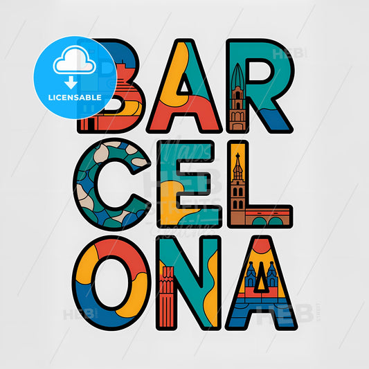 Vibrant Barcelona: A Cubist Typographic Cityscape Adventure