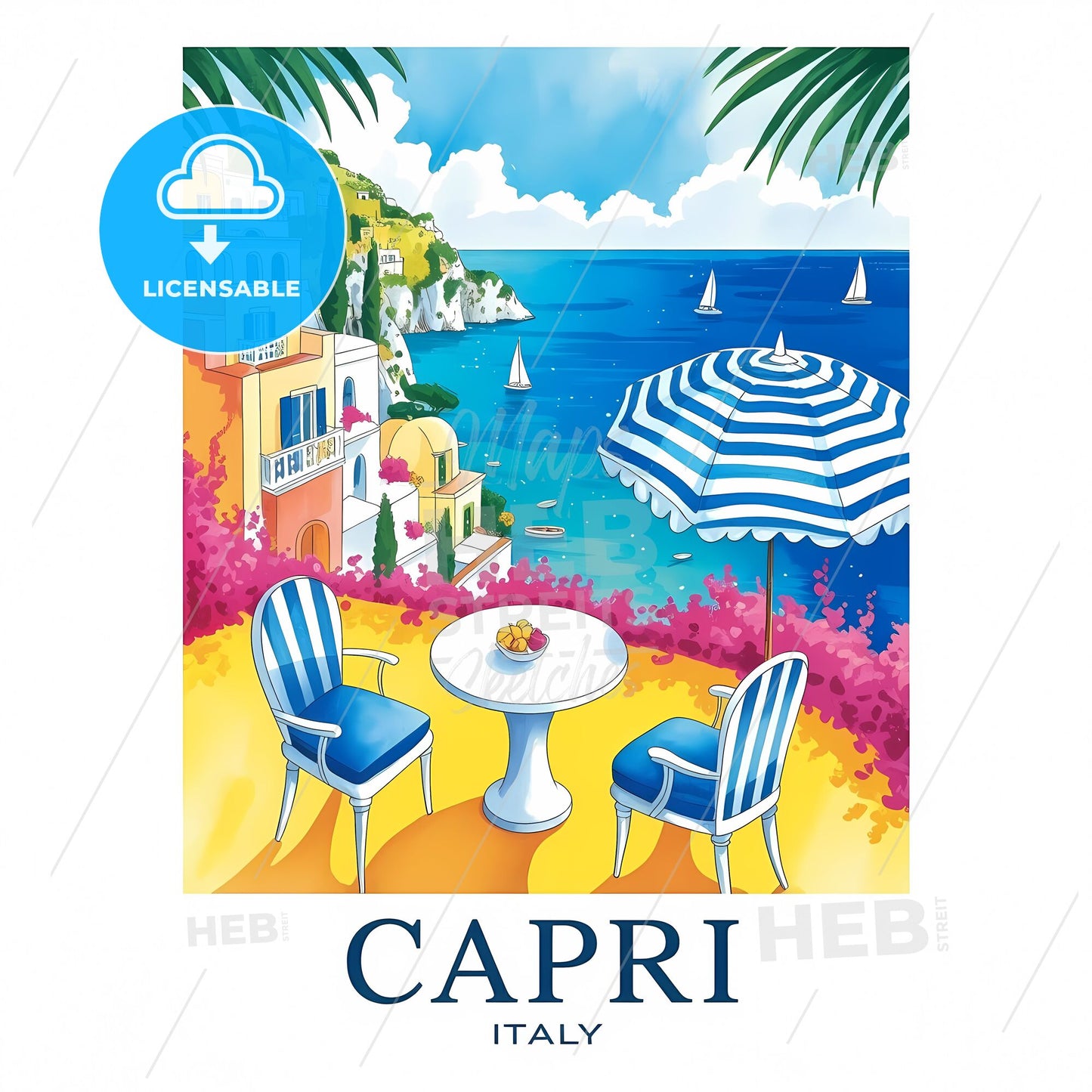 Vibrant Capri Retreat: Enchanting Mediterranean Paradise Poster