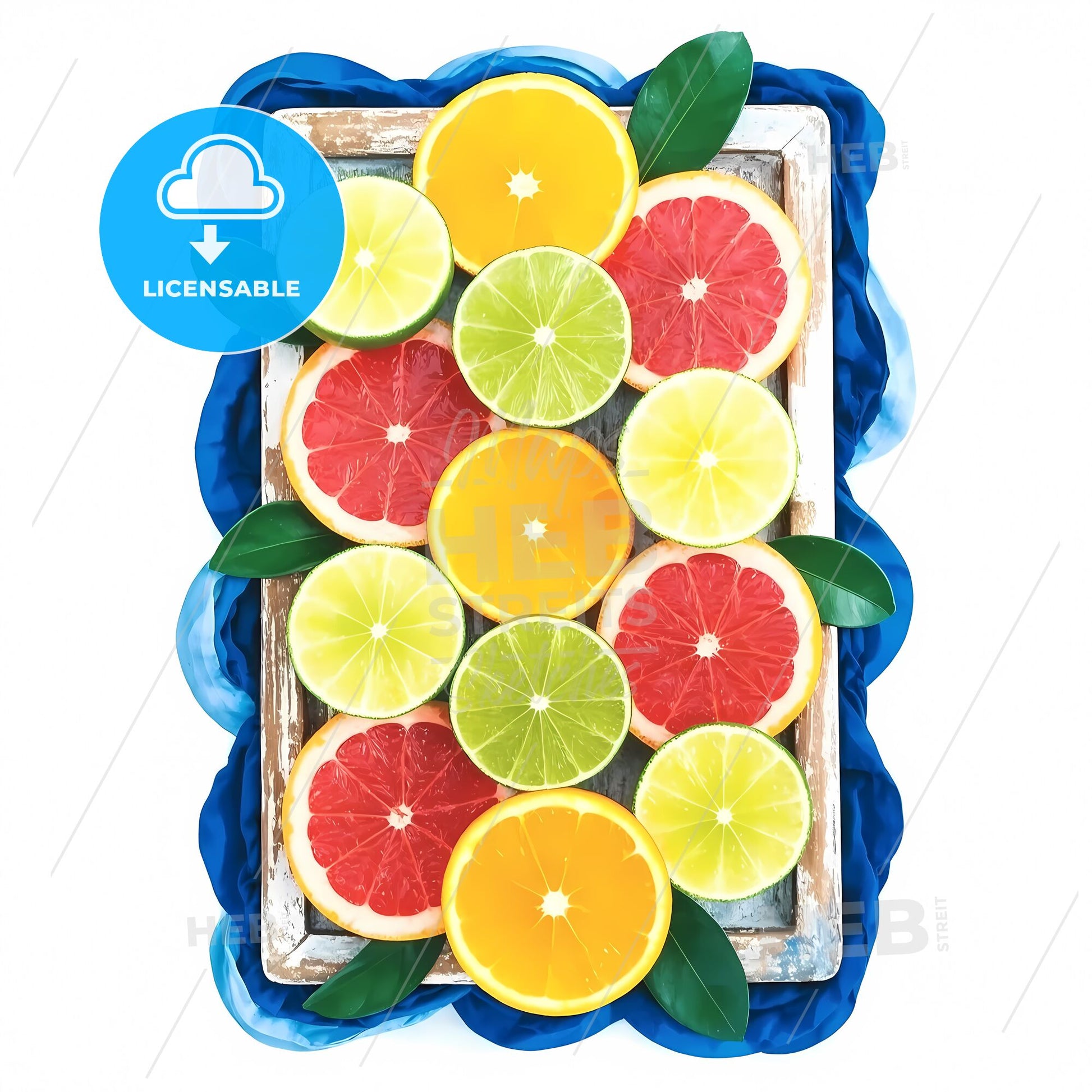 Vibrant Citrus Medley: A Geometric Harvest on Rustic Wood