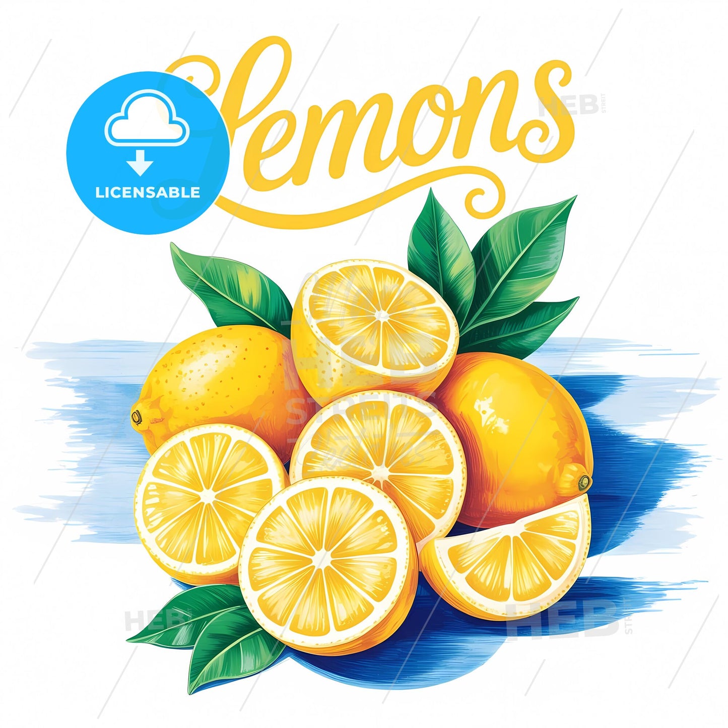 Vibrant Citrus Medley: Stylish Lemon Slice Illustration