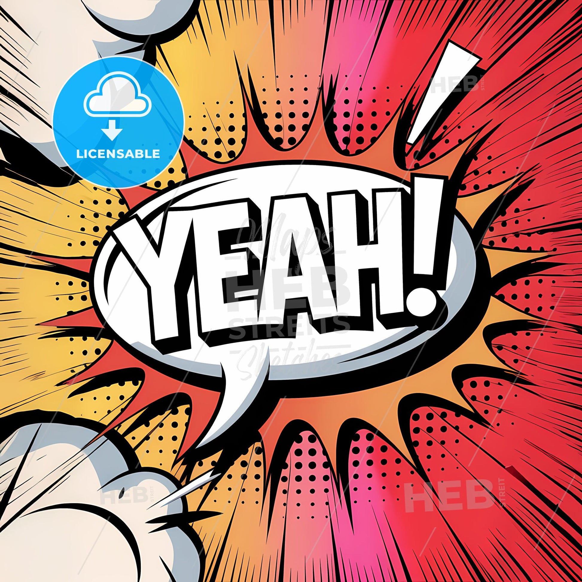 Vibrant Comic Style Burst: Bold YEAH! Statement Art Print