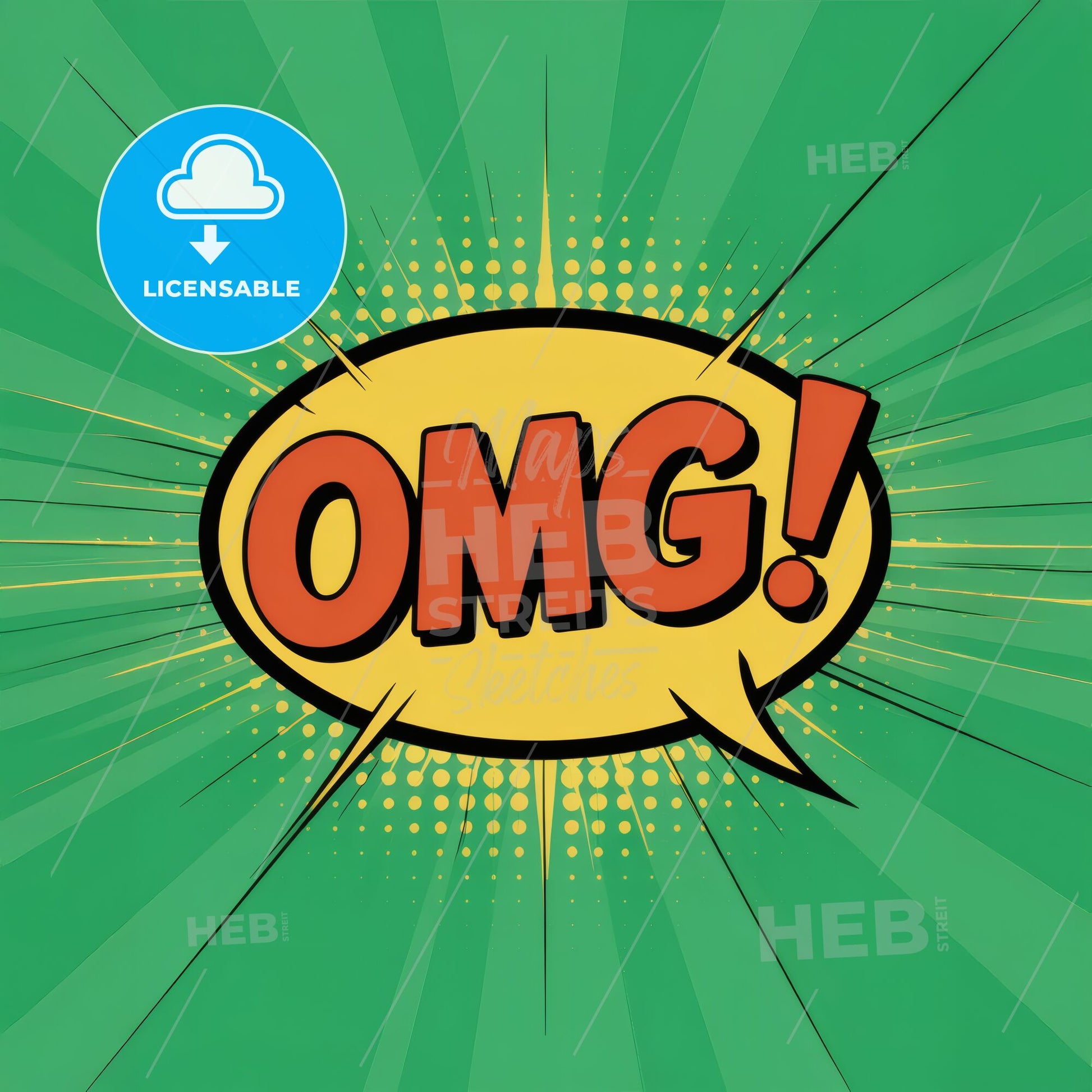 Vibrant Comic Pop Art: Eye-Catching 'OMG!!' Speech Bubble Print for Bold Spaces