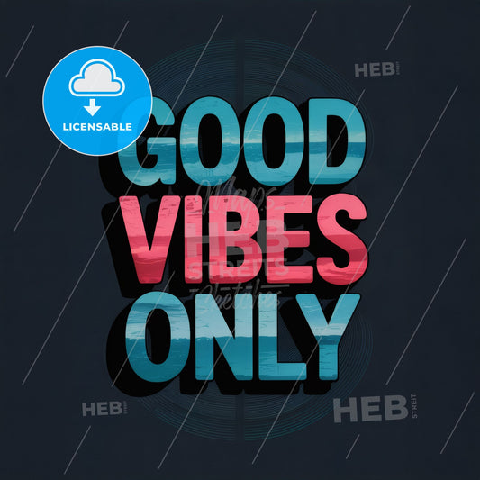 Vibrant Minimalist Typography Art - 'Good Vibes Only' Wall Decor for Positive Energy
