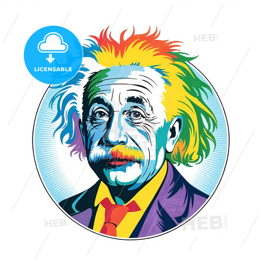 Vibrant Pop Art Portrait of Einstein: A Colorful Genius in Bold Design