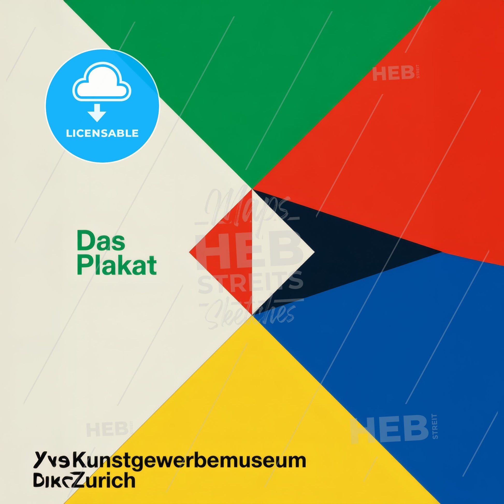 Vibrant Swiss Minimalist Poster: Dynamic Geometric Composition & Bold Typography